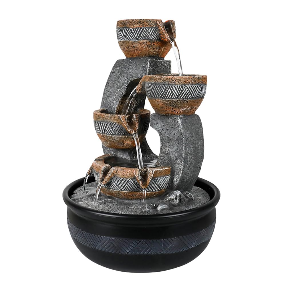 5.7''H Tabletop Water Fountain with LED Lights - Peaceful and Relaxing Water Sound