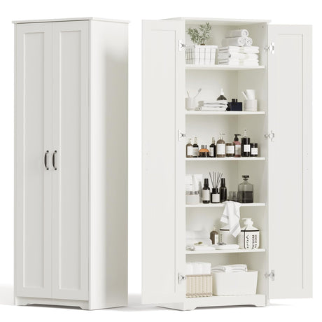 70" Tall Storage Pantry Cabinet, Bathroom Floor Organizer Storage Cabinet