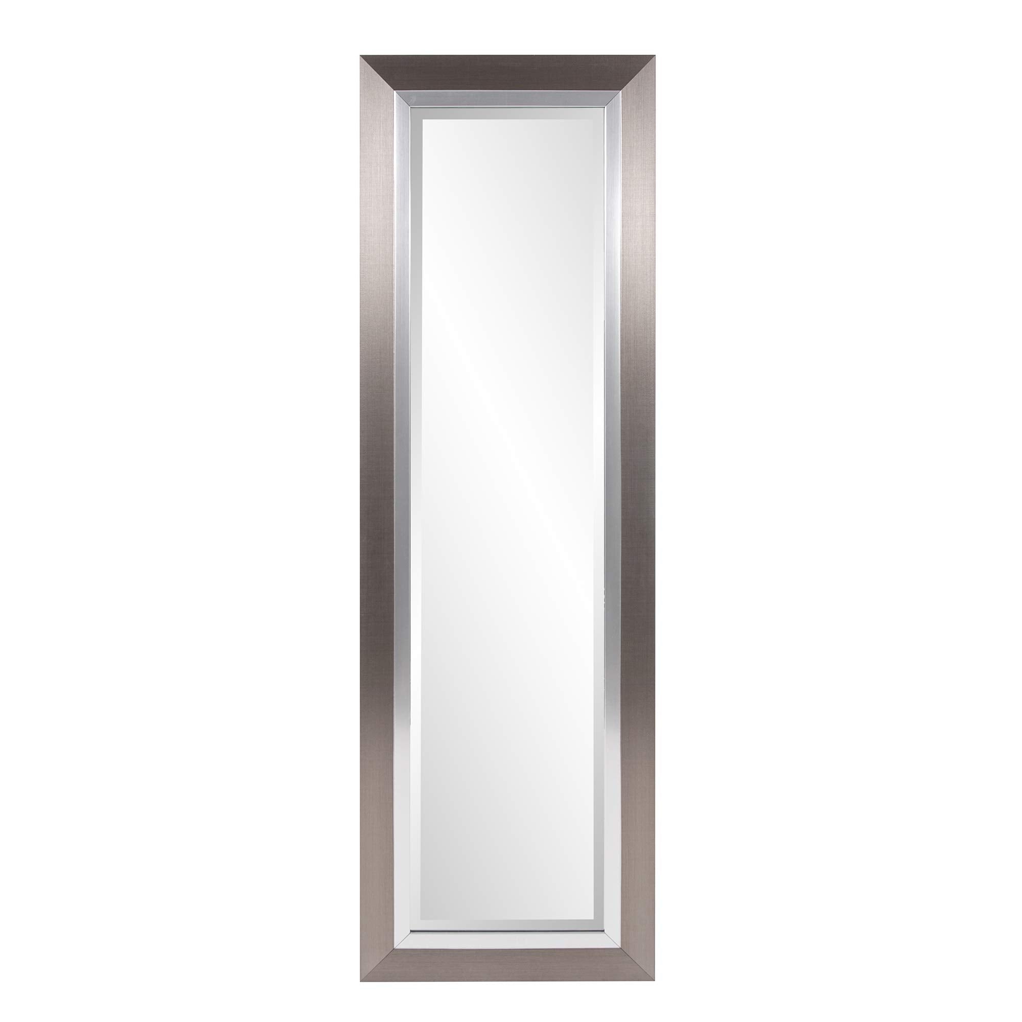 Chicago Tall Rectangular Mirror,  Brushed Silver