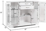 Sideboard Buffet Server Storage Cabinet W/ 2 Drawers, 3 Cabinets and Glass Doors