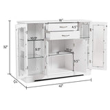 Sideboard Buffet Server Storage Cabinet W/ 2 Drawers, 3 Cabinets and Glass Doors