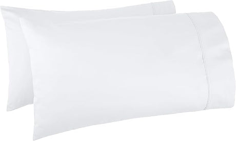 400 Thread Count Cotton Pillow Case, Standard, 30" L x 20" W, White - Set of 2