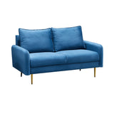 Velvet Loveseat Modern Sofa Tufted Couch with Metal Legs for Living Room, Bedroom, Office, Playroom - Prussian Blue