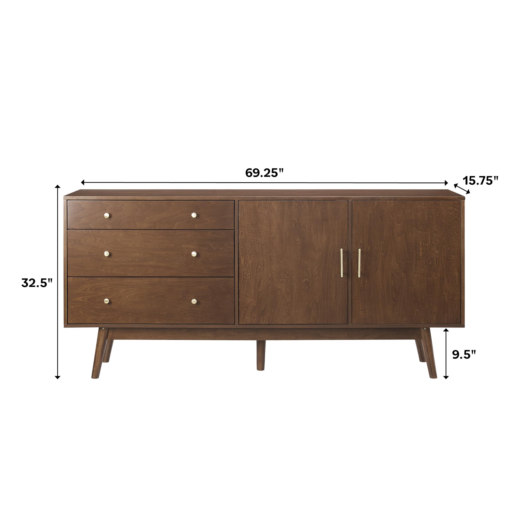 Mid-Century Modern Wood Kitchen Buffet Sideboard Entryway Serving Storage Cabinet Doors