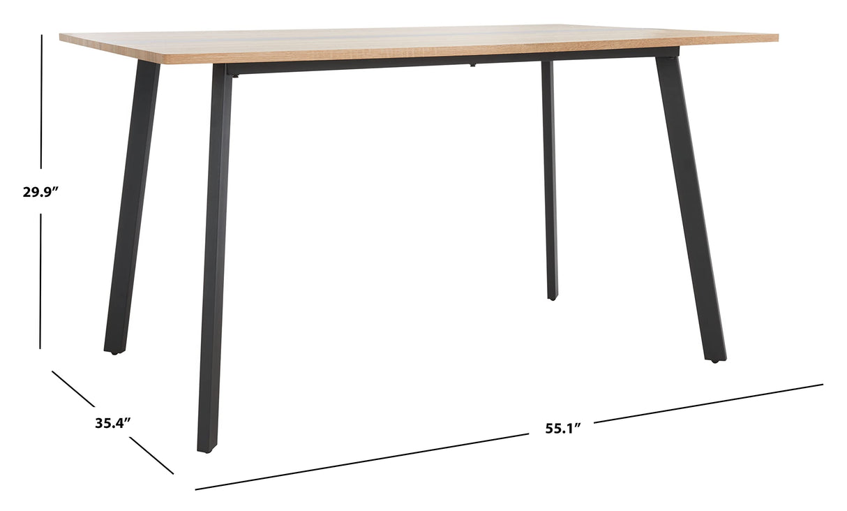 SAFAVIEH Home Collection Leith Mid-Century Scandinavian Natural/Black Stripe Rectangle Dining Table