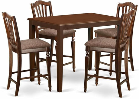 YACH5-BLK-W 5 Piece Counter Height Set Includes a Rectangle Kitchen Table and 4 Dining Room Chairs,