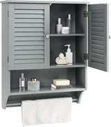 Bathroom Cabinet Wall Mounted - Hanging Medicine Cabinet with 2 Louvered Doors,