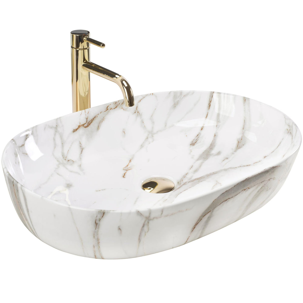 REA-U9656 Bathroom Sink Made of Ceramic Cleo 61 Shiny Aiax imitation-REA-U9656