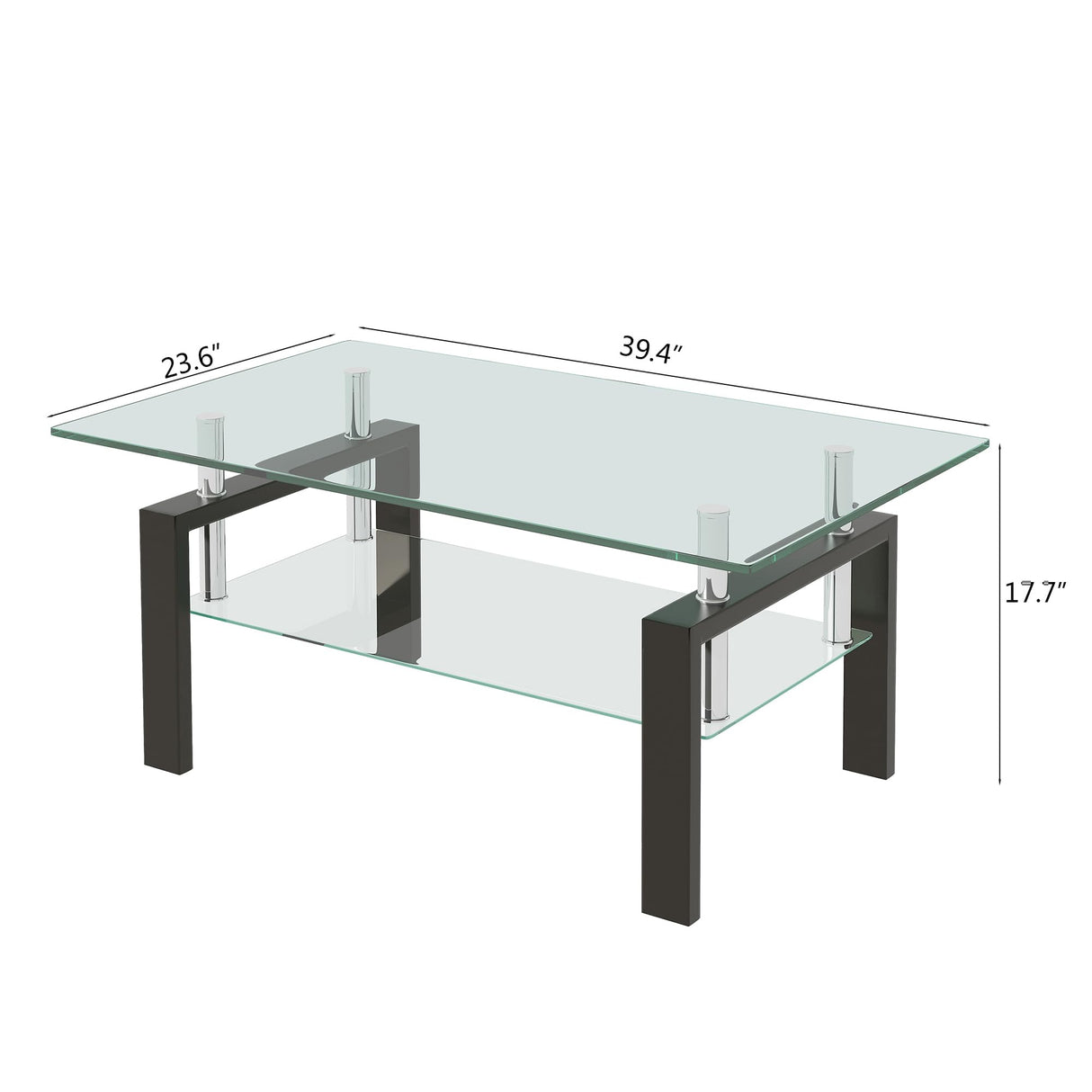 Tempered Glass Coffee Table with Metal Legs Modern Small Coffee Tables for Livingroom