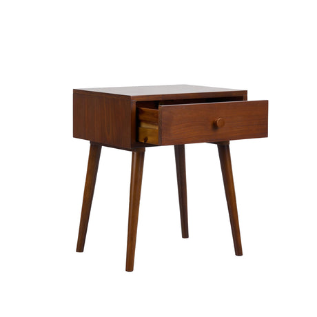 Solid Wood Nightstand with Drawer, Mid Century Modern Side Table Bedroom, Bedside