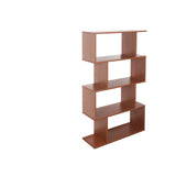 RICOO WM071-ER Storage Shelf 129 x 70 x 25 cm Bookcase Wooden Furniture Organiser Large Capacity 4 Compartments Open Oak Colour Brown