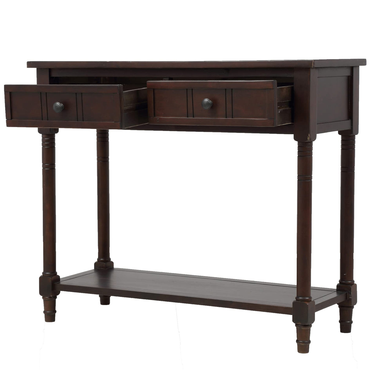 Sofa Table Antique Style Wooden Console Table with 2 Drawers and Bottom Shelf