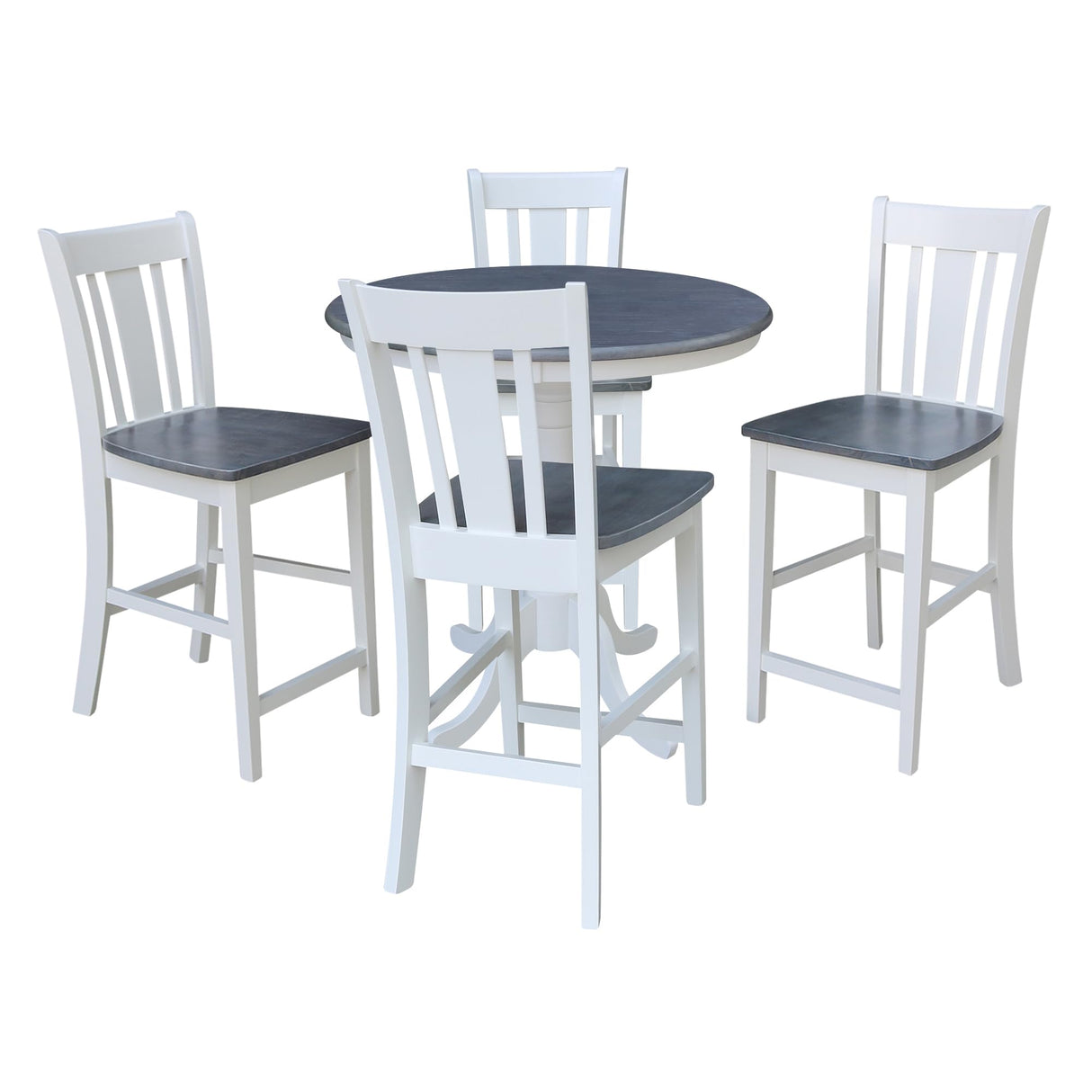 36 in Round Pedestal Gathering Height Dining Table with 4 San Remo Counter Height Stools - 5 Piece Set