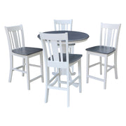 36 in Round Pedestal Gathering Height Dining Table with 4 San Remo Counter Height Stools - 5 Piece Set