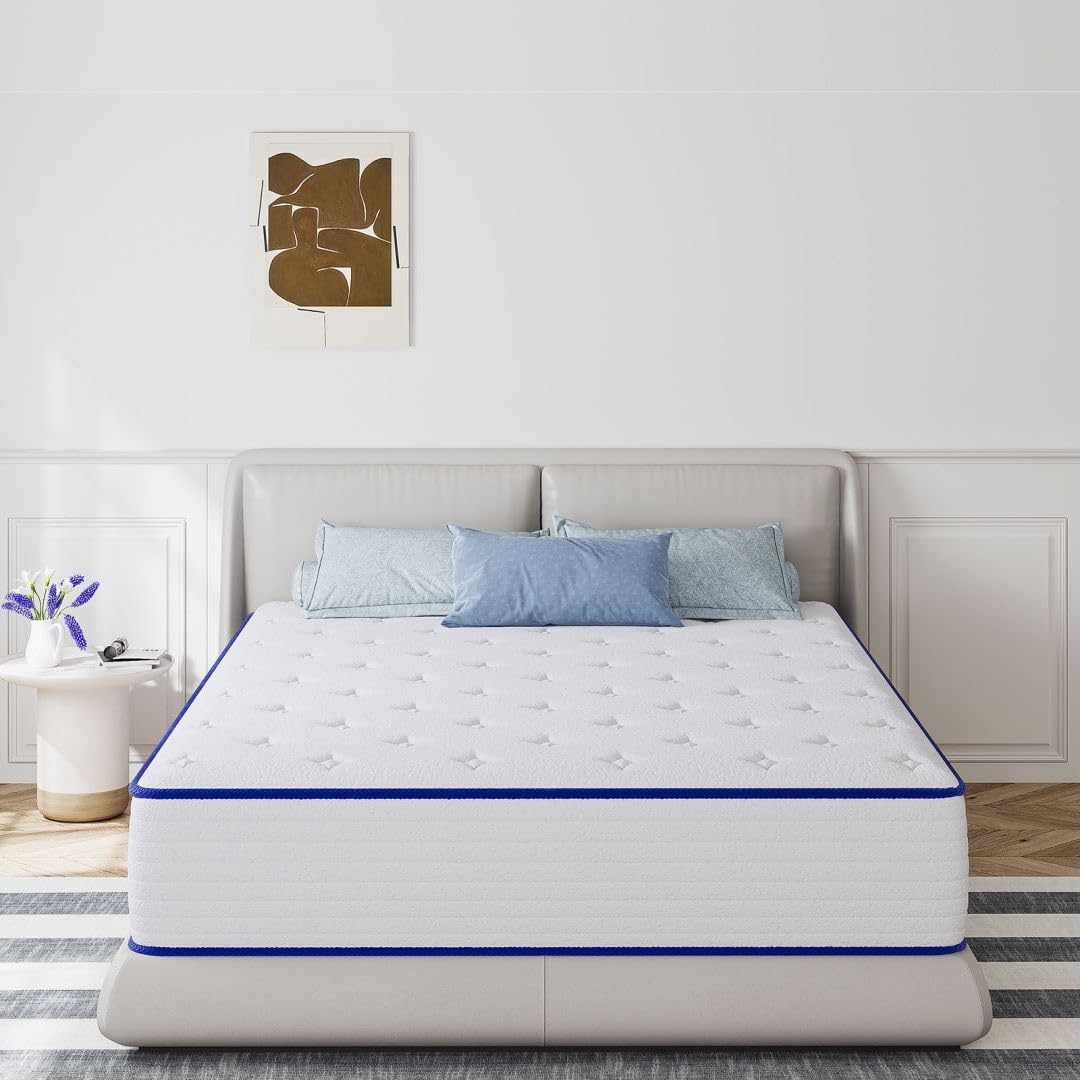 Queen Mattress, 12 Inch Medium Firm Hybrid Queen Mattress with Individual Pocketed Springs& Cool Gel Memory Foam,