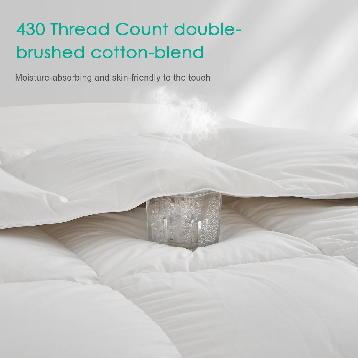 Light Feather Down Fibers Comforter Queen Size, All Seasons White Ultra Soft Duvet Insert, Filled with Feather and Down Fibers Duvet, with Soft Cotton Blend Cover 90×90 inches