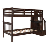 Twin Over Twin Bunk Bed with Storage Shelves Wood Bed Frame for Kids Boys Girls Teens