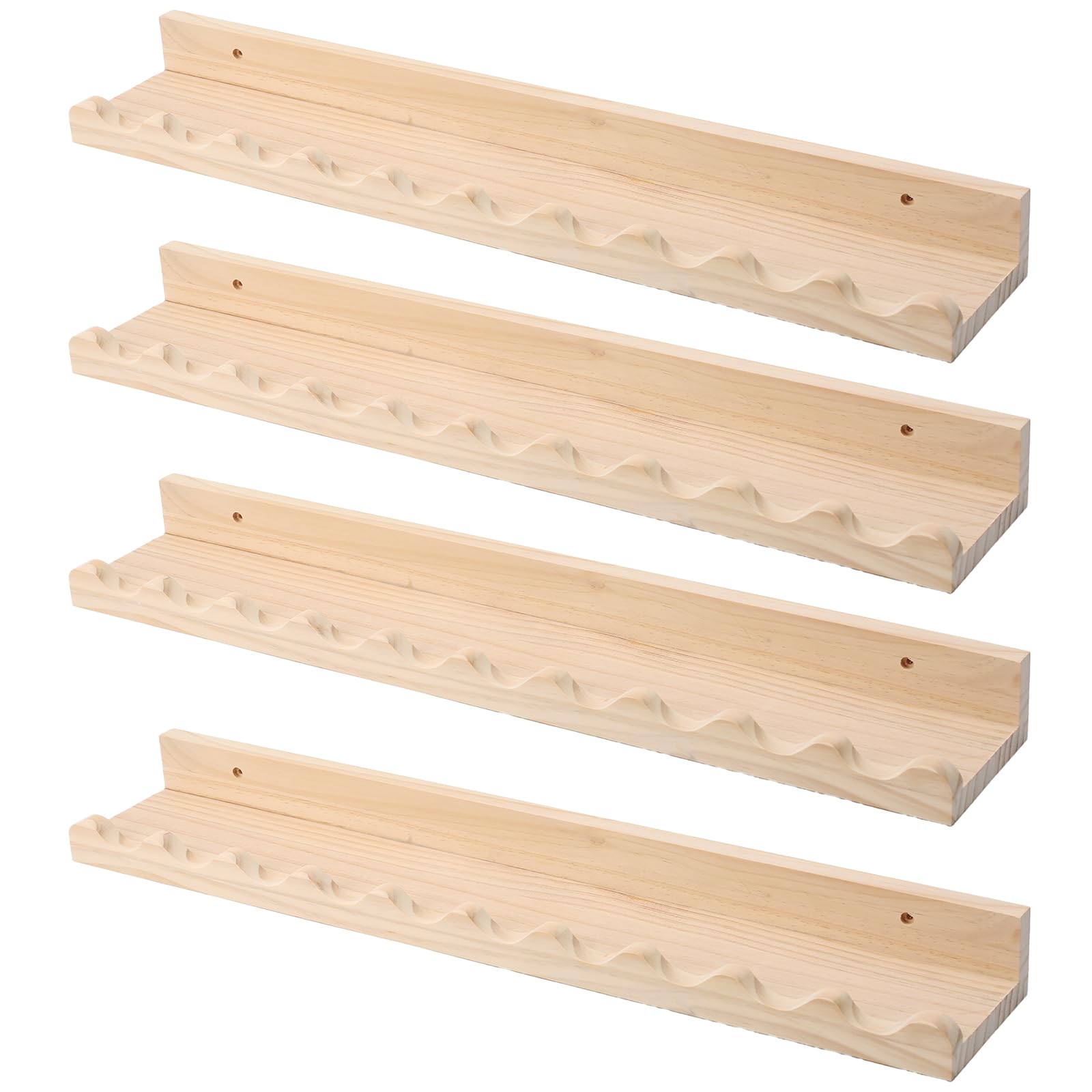 4Pcs 23 Inches Floating Shelves, Natural Wooden Photo Picture Ledge Shelves