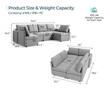 Modular Sectional Sofa, Convertible U Shaped Sofa Couch with Storage,