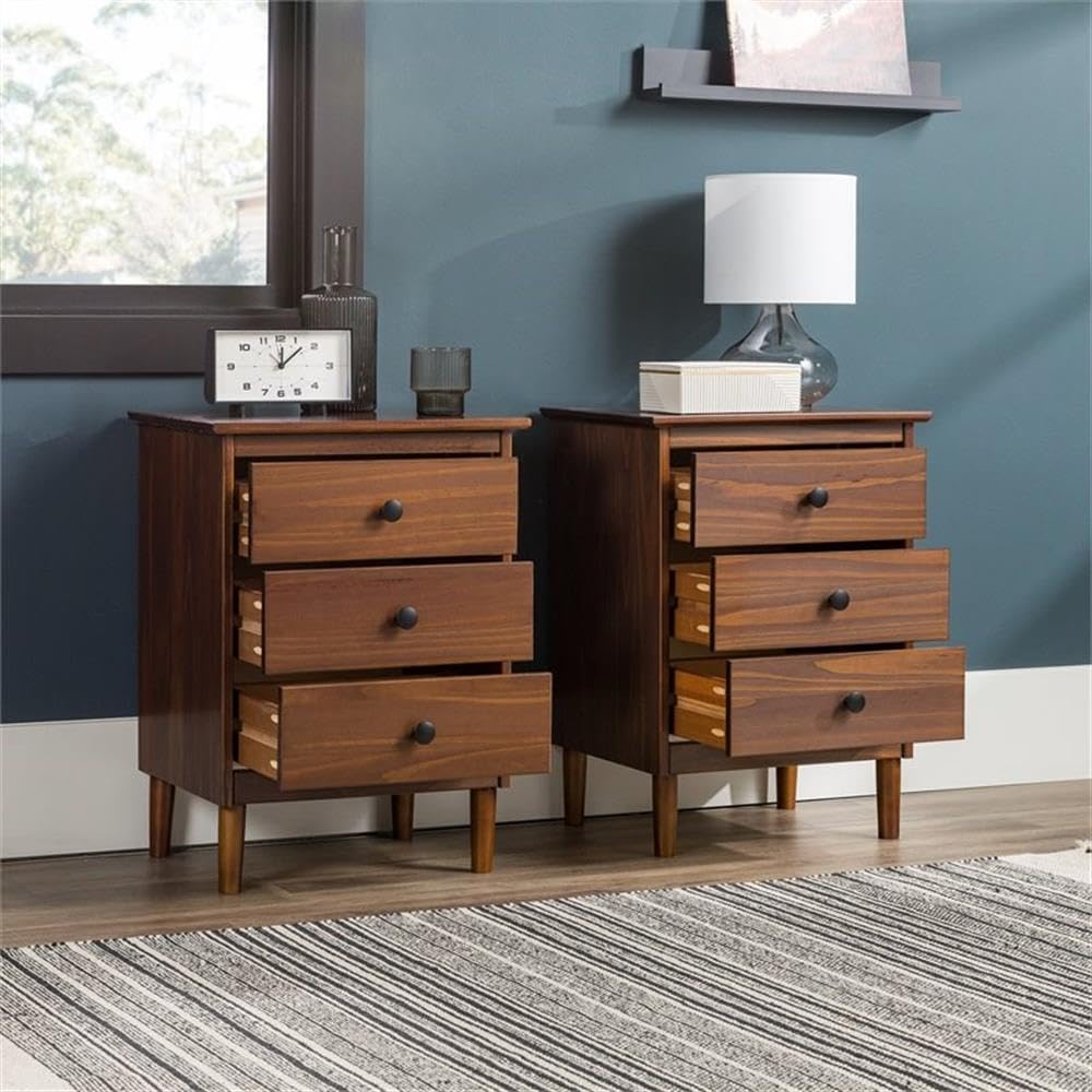 Myron Modern 2 Piece Solid Wood 3 Drawer Nightstand Set