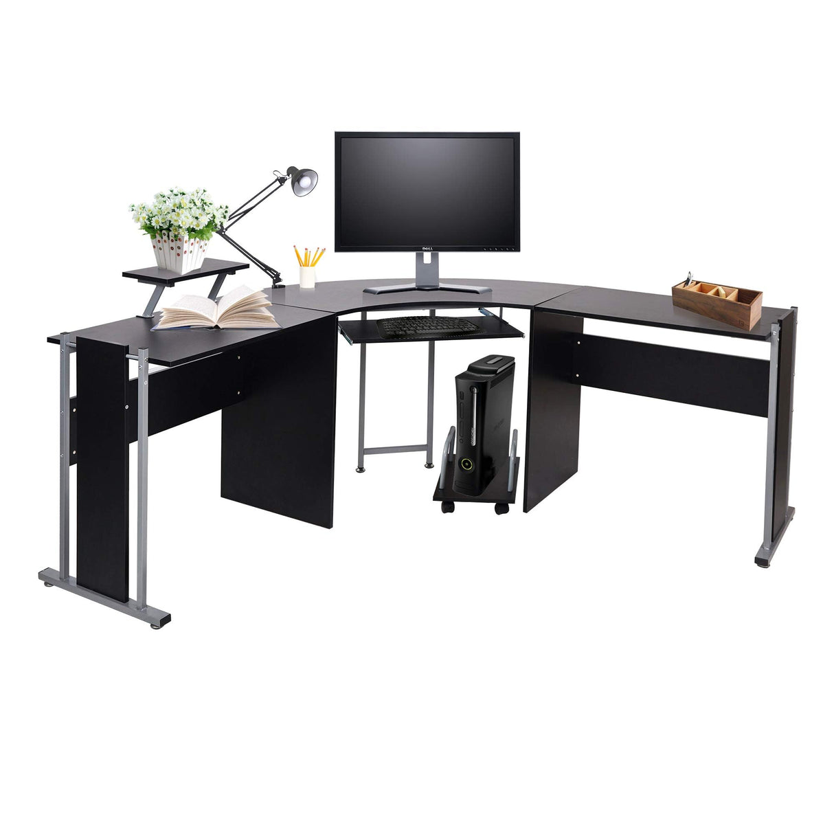 71" L-Shaped Standing Desk -Large Desktop 22” Wide Wood Curved Corner Standing Desk