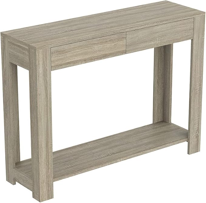 & Co. - Gray Console Table with 2 Drawers, Wood Hallway Table with Drawers,