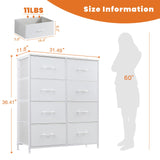 Dresser for Bedroom, Chest Organizer Unit with 8 Fabric Bins, Fabric Storage Tower,