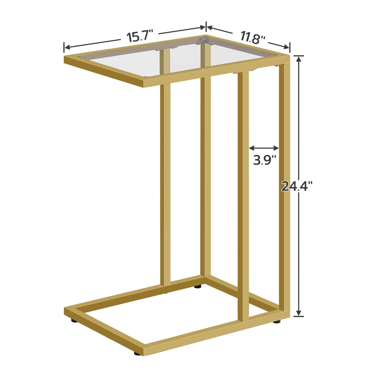 C Shaped End Table Set of 2, Side Tables with 2 Shelves, TV Tray Table for Small Space