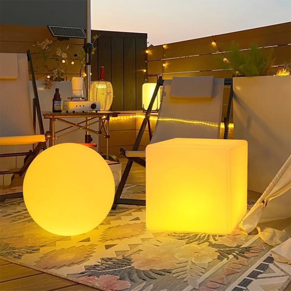 20-in LED Glowing Ball Light, Large Rechargeable LED Globe Orb Light w/Remote