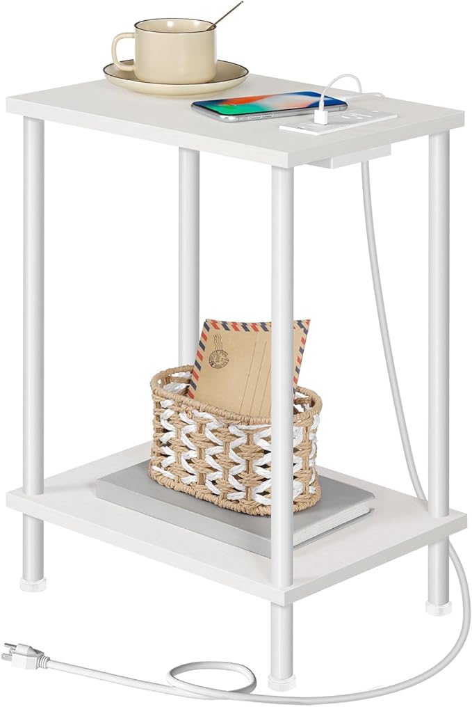 Nightstand with 2-Layer Storage Shelves