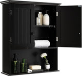 Wall Mounted Bathroom Cabinet, Over The Toilet Storage Cabinet w/Double Doors & Adjustable Shelf,