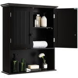 Wall Mounted Bathroom Cabinet, Over The Toilet Storage Cabinet w/Double Doors & Adjustable Shelf,