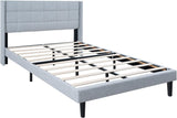 Bed Frame with Upholstered Headboard, Platform Bed Frame Featuring Linen Fabric