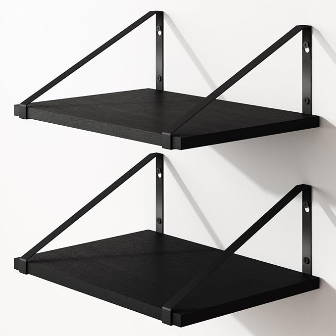 12 Inch Deep Floating Shelves, Rustic Wood Large Wall Mounted Shelves for Decor