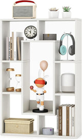 35.5” Geometric Bookshelf, Freestanding Wood Open Bookcase with 7 Cubes, Anti-Toppling Devices, Home Office Décor Rectangular Storage Shelf Display Rack for Study Living Room (1, Natural)