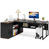 Large Computer Desk with File Cabinet, 71 inch Executive Desk L Shaped Office Desk