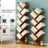 DWEJYCAA Freestanding Wooden Tree Bookshelf for Kids, Small Floor or Desktop Bookcase, Home Storage Organizer(Medium)