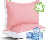 Cooling Bed Pillows Queen Size Set of 2, Cool for Hot Sleepers, Gusseted Hotel Down Alternative