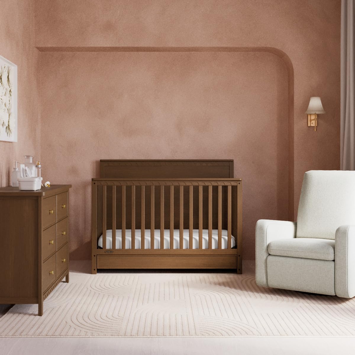 5-in-1 Convertible Crib with Storage Drawer (Hazelnut) – GREENGUARD Gold Certified Baby
