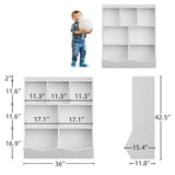 3 Tier Toy Storage Organizer, 5 Cube Toy Shelf and Bookcase Storage Cabinet, Book Shelf for Playroom Bedroom Living Room Nursery White