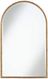 Clara Arched Top Vanity Decorative Wall Mirror Modern Gleaming Gold Metal Frame Rounded