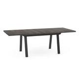 Kane Extendable Dining Table - Grey Solid Wood/Black Metal