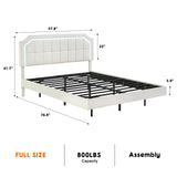 Floating Bed Frame, Full Size Floating Bed Frame with RGB LED Light Headboard