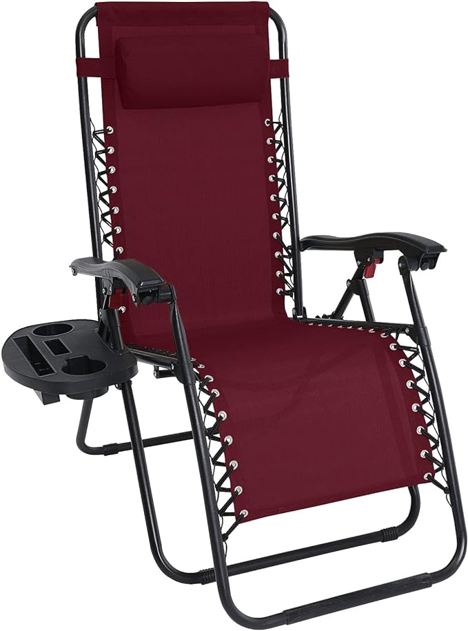 Zero Gravity Adjustable Reclining Patio Chair Lounge Chair with Removable Pillow