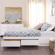 Contemporary Wood Full Platform Storage Bed in White