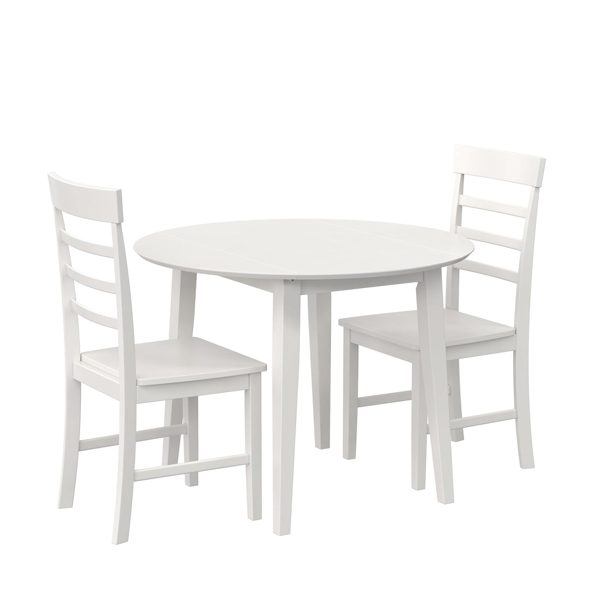 3-Piece Wood Dining Set with Double Drop Leaf, White