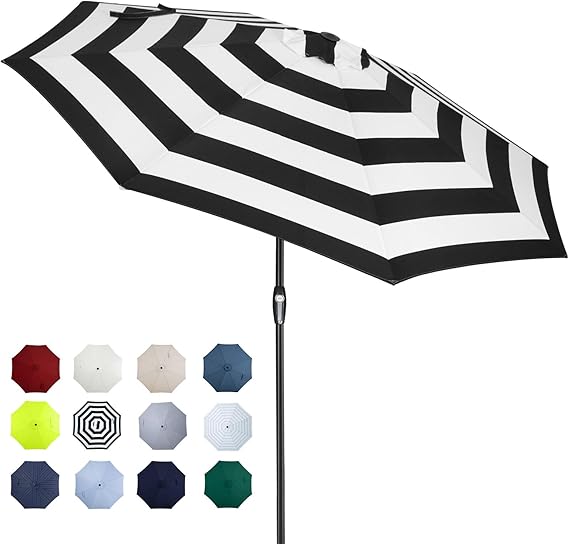 10ft Patio Market Outdoor Table Umbrella with Auto Tilt and Crank