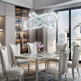 Modern Chandeliers Crystal Ceiling Light 3 Rings Dimmable LED Pendant Light Fixture
