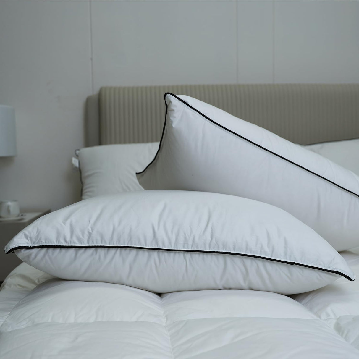 Goose Down Feather Pillows Standard Size, 750 Fill Power, 3-Chamber Design