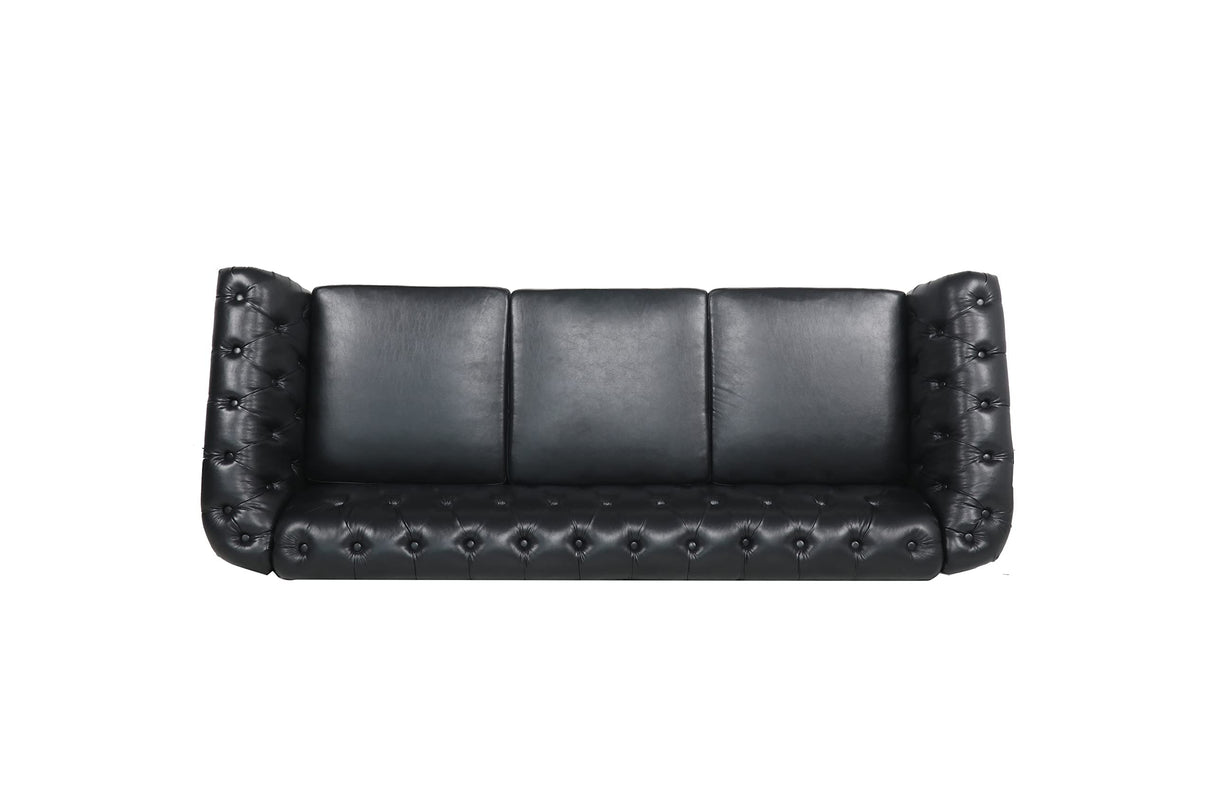 Chesterfield Sofa, Classic Tufted Upholstered Leather Couch, Modern 3 Seater Couch